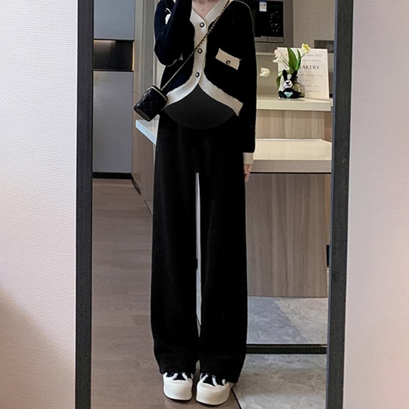 Бременни широки панталони с подплата от полар, дебели, полиестер 95%+, запазват топлината, спандекс до 30%