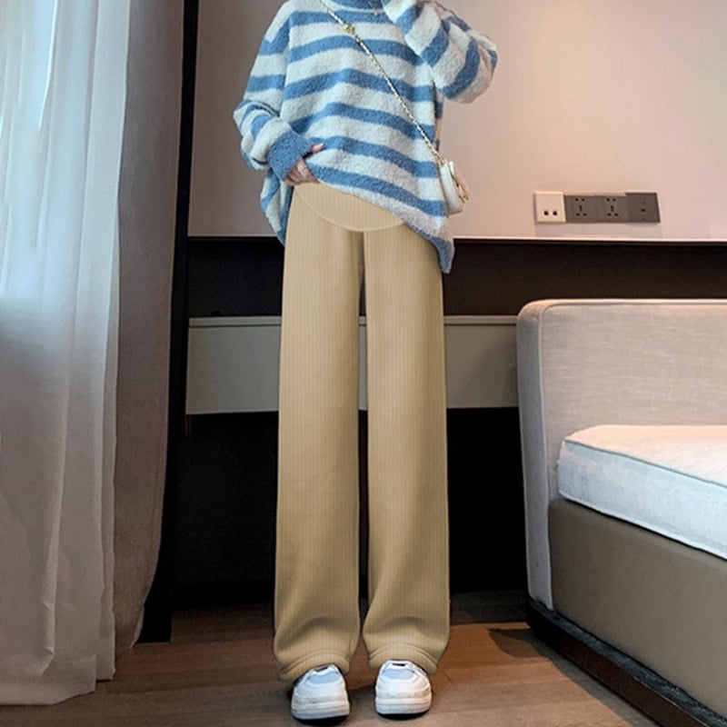 Бременни широки панталони с подплата от полар, дебели, полиестер 95%+, запазват топлината, спандекс до 30%