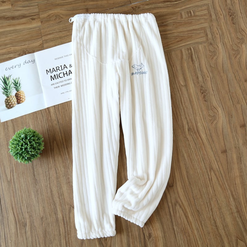 Фланелени панталони за бременни с поддръжка на корема, есенно-зимни, дебел флийс, регулируема талия, домашни панталони за носене