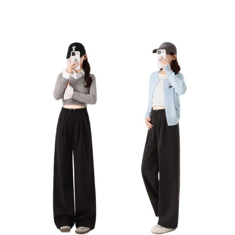 Babulei бременни панталони за есенно-зимния сезон – свободни широки крачоли, дебела поларена подплата, топли през зимата