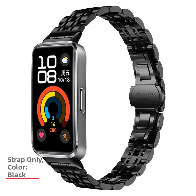 Nerezová oceľová retiazka na Huawei Band 10 – tenký sedem-vláknový reťazový pás; kompatibilný aj s Huawei Band 8 a Band 9 troj-vláknový pevný oceľový pás