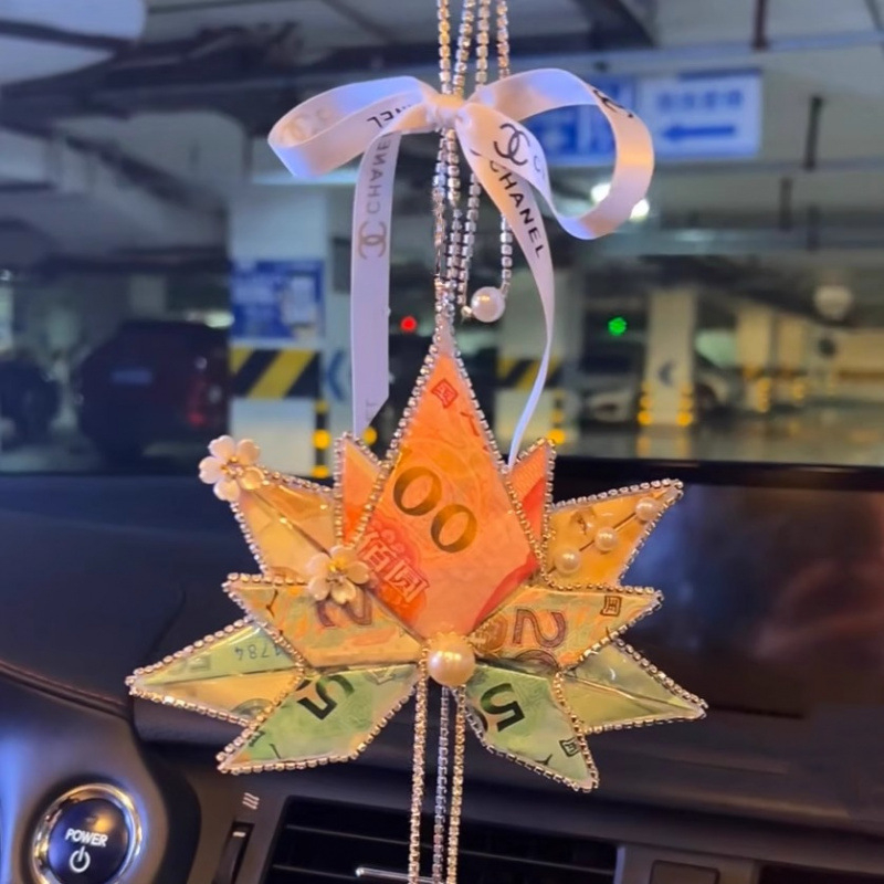 Auto ozdoba s dizajnom javorového listu, zliatina, animovaný štýl, aróma funkcia