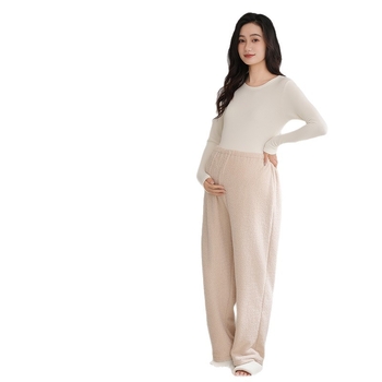 Бременни дамски домашни панталони за есенно-зимния сезон 2025, дълги, свободен крой, топли, полиестер 95%+, полувелюр