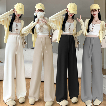 Майчински панталони със свободна кройка, 3/4 дължина, Chenille плат, съдържание на памук под 30%