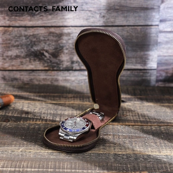 Crazy Horse naha kellade hoidla karp, retro disain, ehtne nahk, kvaliteetne tõmblukk, mehhaanilistele kelladele