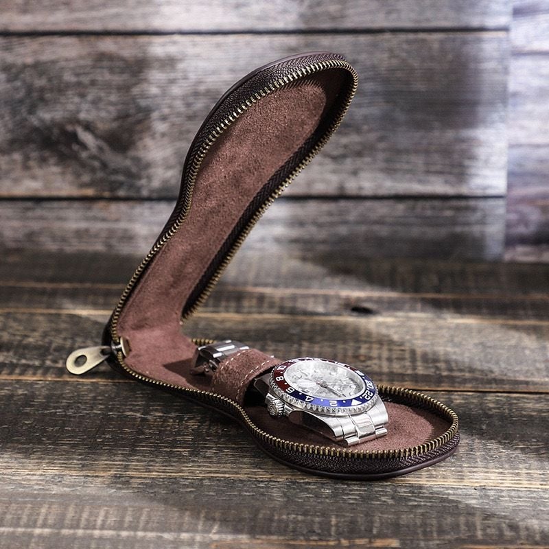 Crazy Horse naha kellade hoidla karp, retro disain, ehtne nahk, kvaliteetne tõmblukk, mehhaanilistele kelladele