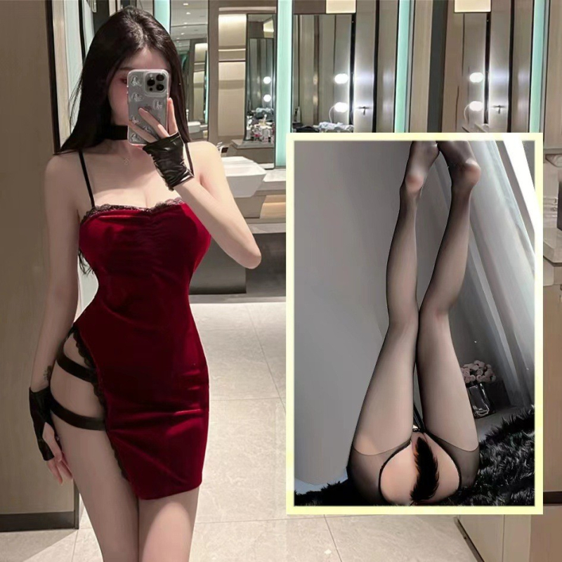 Ruolan seksi donje rublje od lakirane kože, čongsam uniforma s visokim strukom i prorezima