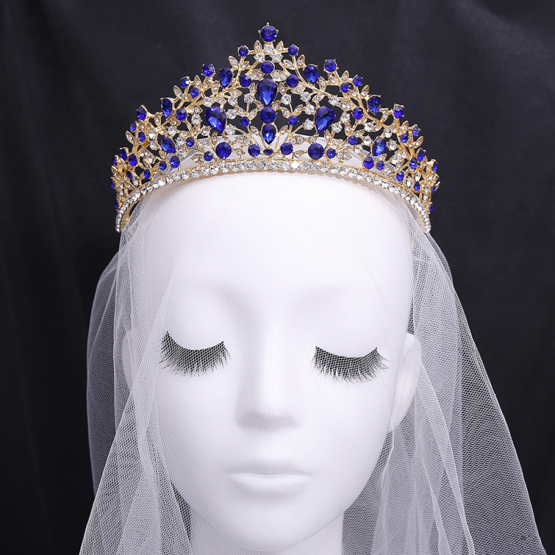 Līgavas kronis no sakausējuma, diamantu apstrāde, balti kristāli, pielāgojama