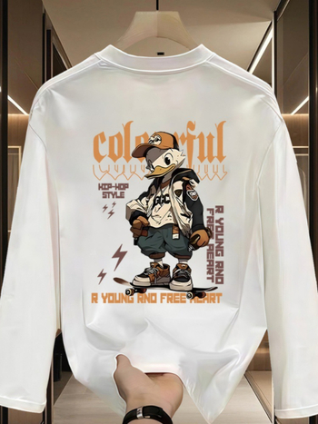 Muška majica, opuštenog kroja, dugi rukavi, okrugli izrez, 96% pamuka, anime otisak