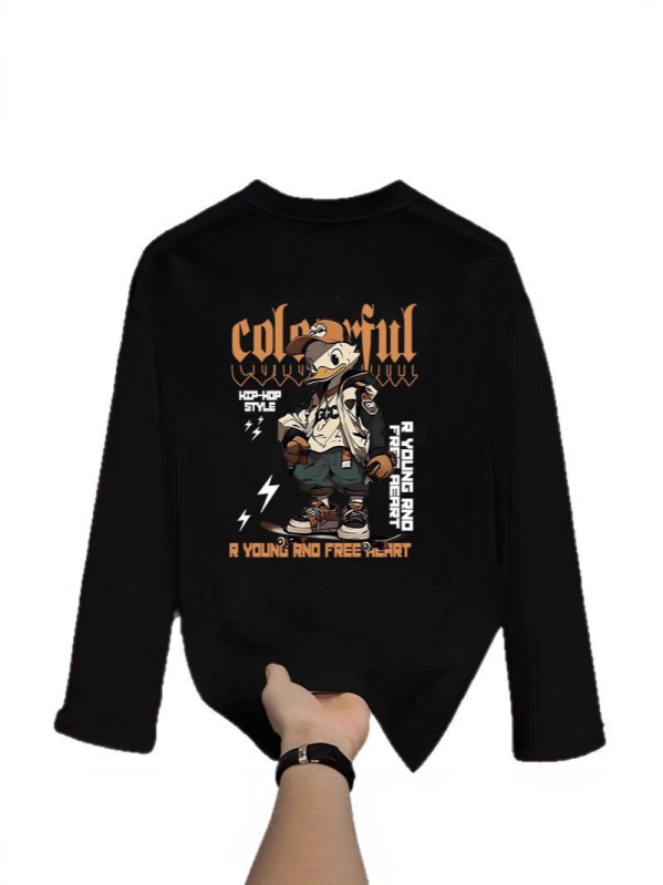 Muška majica, opuštenog kroja, dugi rukavi, okrugli izrez, 96% pamuka, anime otisak