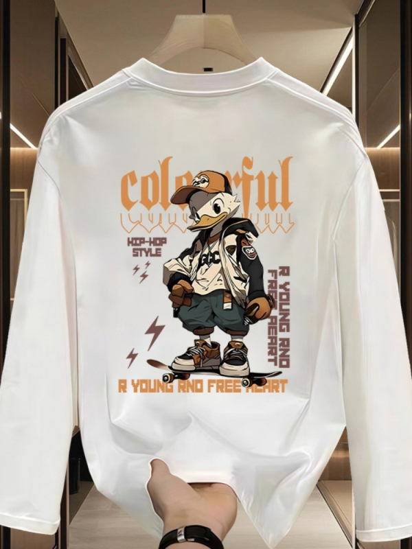 Muška majica, opuštenog kroja, dugi rukavi, okrugli izrez, 96% pamuka, anime otisak