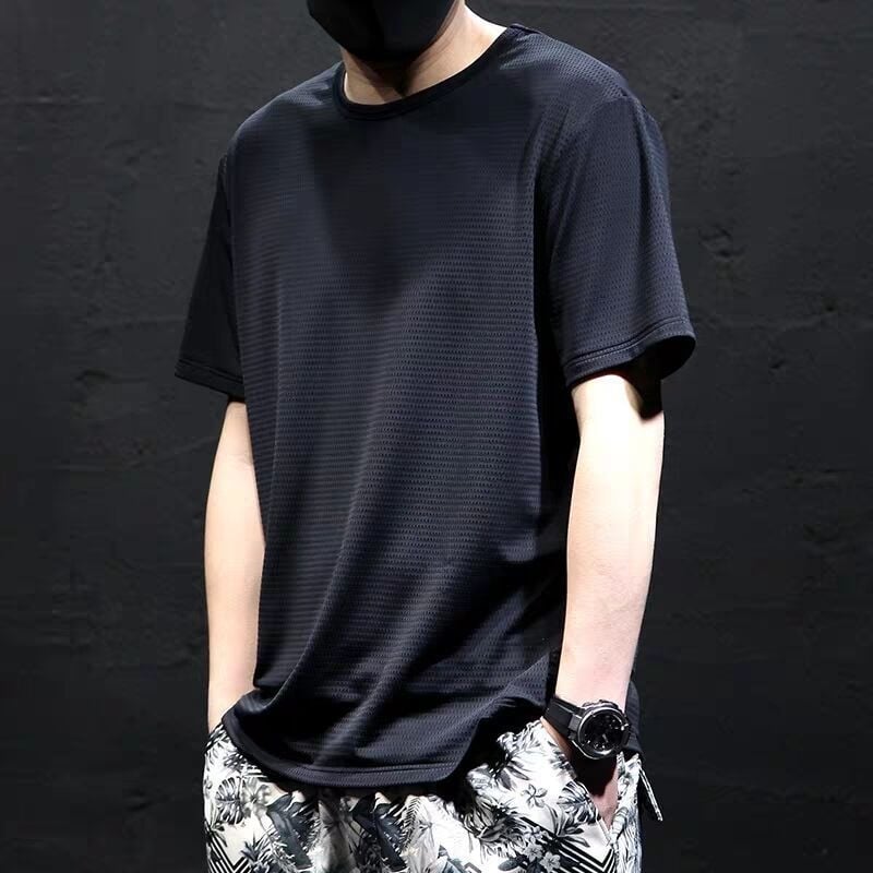 Ljetna muška kratkih rukava majica od mrežaste tkanine, okrugli izrez, ležerni kroj, prozračna, brzo suši