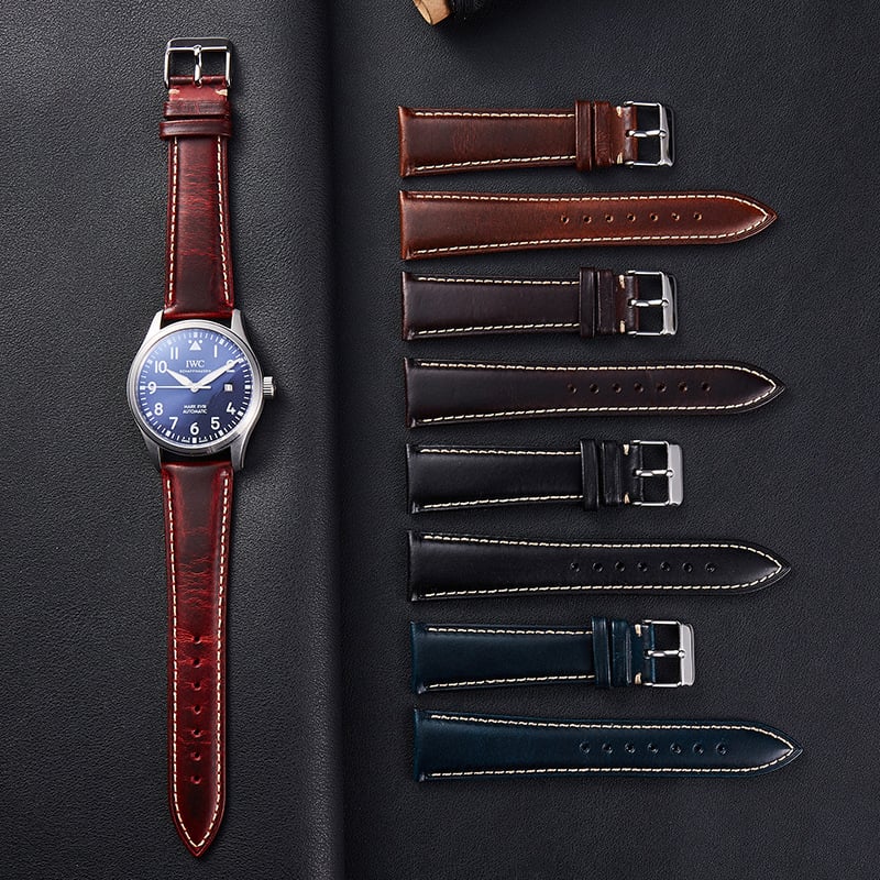 Kožni remen za sat od prave kože, gornji sloj s uljem i voskom, sjajan završetak, univerzalna prilagodba, retro stil, kopča s pinom, duljina 120+75 mm