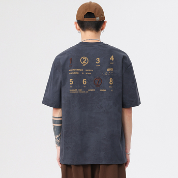 Vyrų medvilnės mišinio marškinėliai su siuvinėtomis raidėmis, laisvas kirpimas, raglano rankovės, apvalus kaklo iškirpimas, vasaros drabužiai