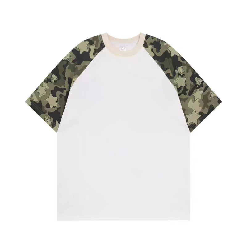 Pamučna majica slobodnog kroja, kratki rukavi, okrugli izrez, šivani paneli