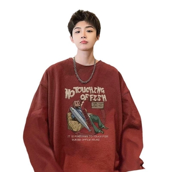 Vyriski ilgomis rankovėmis marškinėliai su grafine spauda, laisvas kirpimas, poliesterio audinys