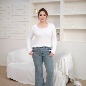 Ženski modalni top s dugim rukavima, kvadratni ovratnik, široki kroj, korejsko-japanski opušten stil
