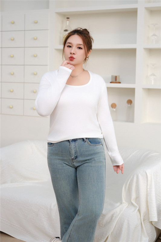 Ženski modalni top s dugim rukavima, kvadratni ovratnik, široki kroj, korejsko-japanski opušten stil