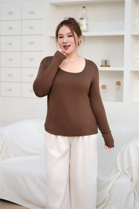 Ženski modalni top s dugim rukavima, kvadratni ovratnik, široki kroj, korejsko-japanski opušten stil