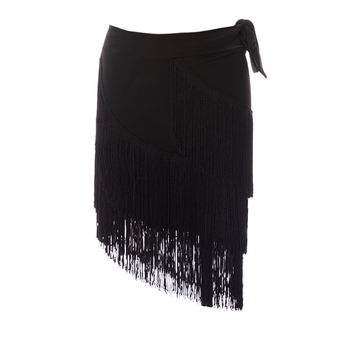 Fashion Huayu latino plesna trenirka haljina za žene — nepravilna resasta suknja s resicama, jedinstveni hip panel, Milk Silk + resice, glavni materijal Nylon