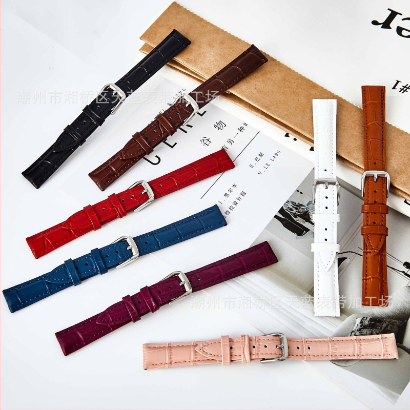 Náramok na hodinky z pravej kože, unisex, textúra bambusovo-krokodílová, dvojvrstvová hovädzia koža, pôvod: Chaozhou, zima 2023