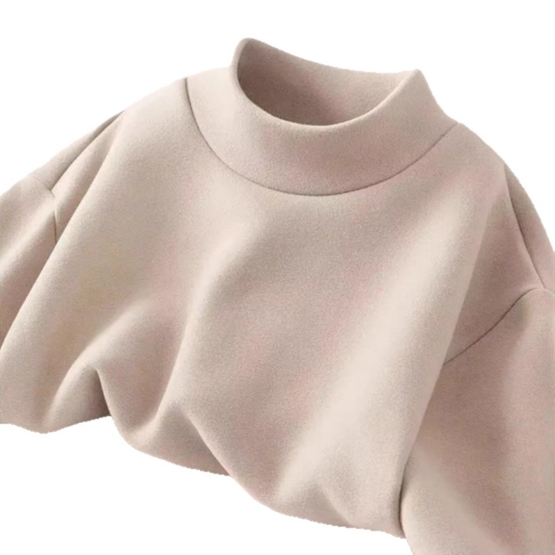 Vīriešu T-krekls ar garām piedurknēm, augstu apkakli, flīša iekšējā apdare, šaurs piegriezums, Derong audums ≥96%