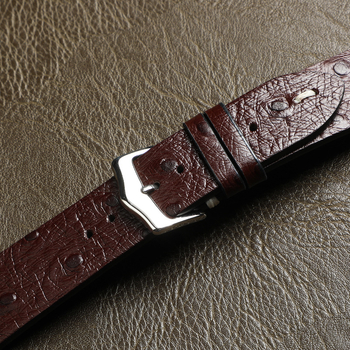 Ζώνη ρολογιού για smart watch - γνήσιο δέρμα, με υφή στρουθοκαμήλου, διπλής όψεως, με γρήγορη αποδέσμευση και αγκράφα με βύσμα, καθολική συμβατότητα