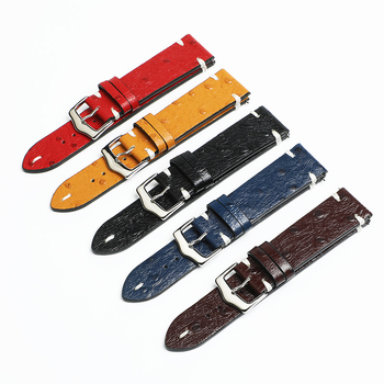 Ζώνη ρολογιού για smart watch - γνήσιο δέρμα, με υφή στρουθοκαμήλου, διπλής όψεως, με γρήγορη αποδέσμευση και αγκράφα με βύσμα, καθολική συμβατότητα
