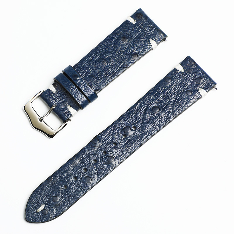 Ζώνη ρολογιού για smart watch - γνήσιο δέρμα, με υφή στρουθοκαμήλου, διπλής όψεως, με γρήγορη αποδέσμευση και αγκράφα με βύσμα, καθολική συμβατότητα