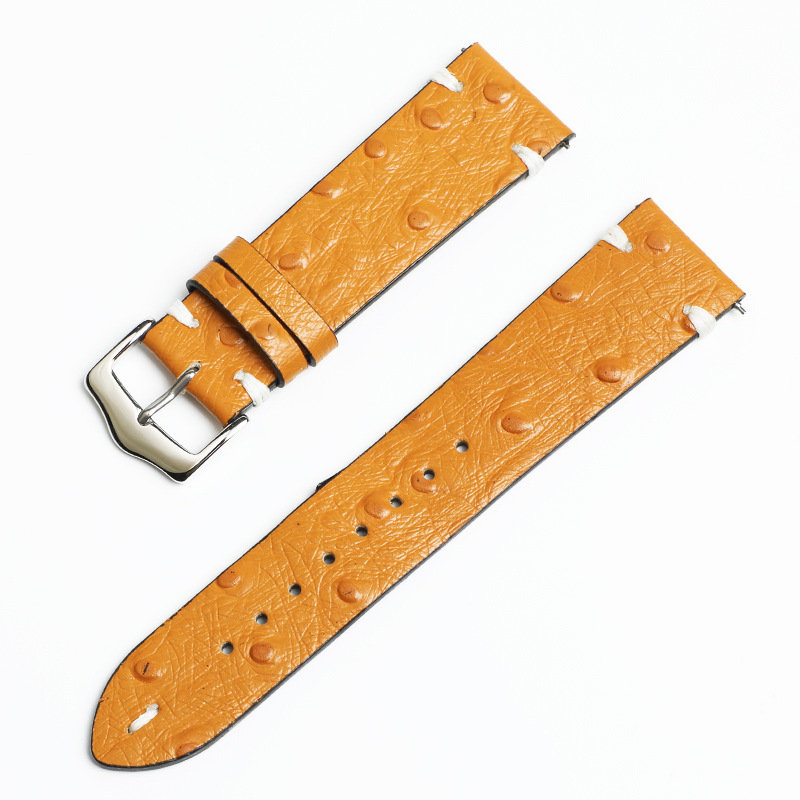 Ζώνη ρολογιού για smart watch - γνήσιο δέρμα, με υφή στρουθοκαμήλου, διπλής όψεως, με γρήγορη αποδέσμευση και αγκράφα με βύσμα, καθολική συμβατότητα