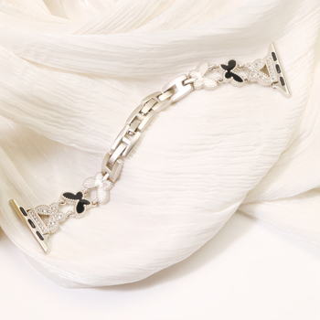 Burei ökoloogiline metallist kellarihm teemantidega liblika motiiv ja pärl-efekt Apple Watch Ultra/SE/1–10 seeriale, minimalistlik