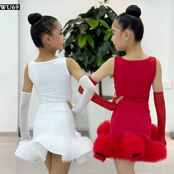 Latino plesni kostim za djevojčice — najlonska tkanina, za sve sezone, za scenske nastupe i latino/ballroom ples, za djecu.