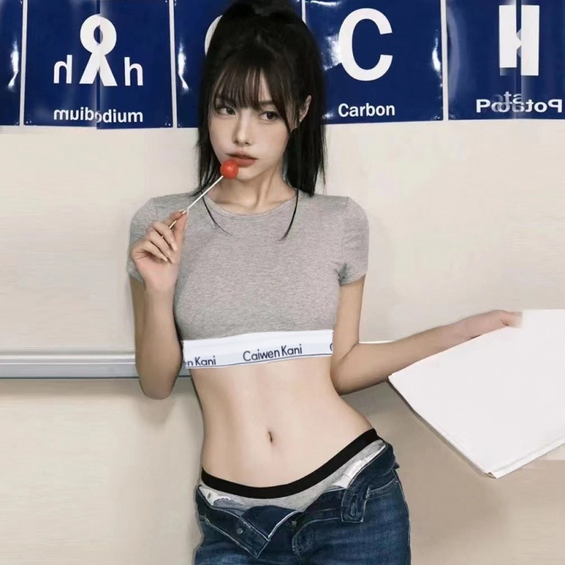 Σετ δύο τεμαχίων από βαμβακερή κοντομάνικη T‑shirt, γύρος λαιμό, χιπ-χοπ street style, 90–95% βαμβάκι