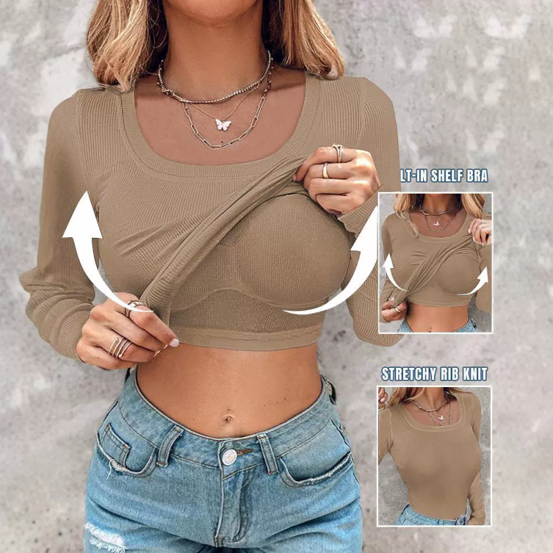 Majica s dugim rukavima, U izrezom, jednobojna, pleteni materijal, pamuk/poliester smjesa, slim fit