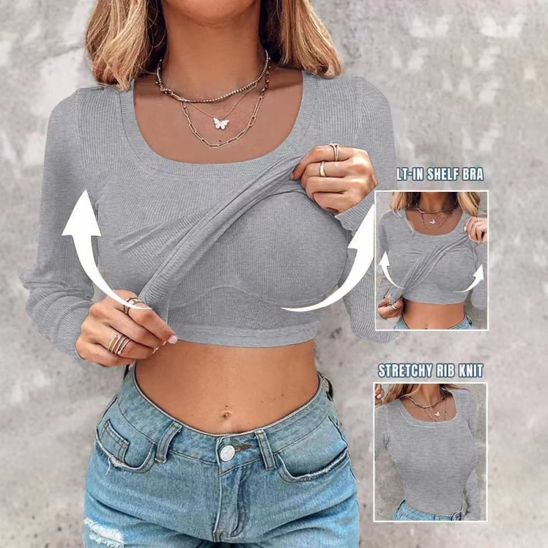 Majica s dugim rukavima, U izrezom, jednobojna, pleteni materijal, pamuk/poliester smjesa, slim fit
