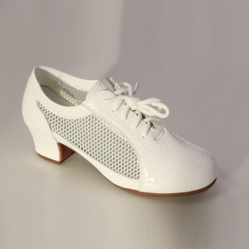 Pantofi de dans latino pentru femei, toc mediu, respirabili, talpă PU, partea superioară din piele sintetică