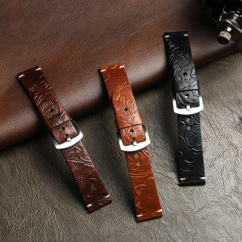 Topelte nahast kahesuunaline kella rihm reljeediga kujundusega, meestele, Gatim Card, suvi 2025