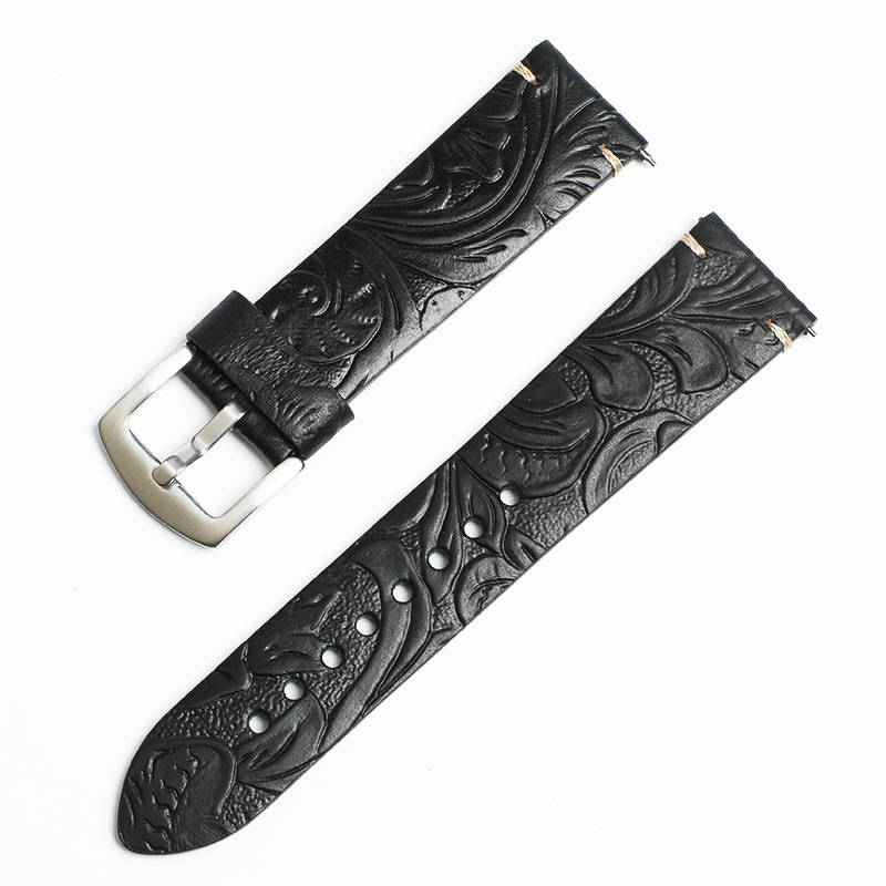 Topelte nahast kahesuunaline kella rihm reljeediga kujundusega, meestele, Gatim Card, suvi 2025