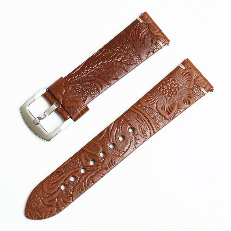 Topelte nahast kahesuunaline kella rihm reljeediga kujundusega, meestele, Gatim Card, suvi 2025