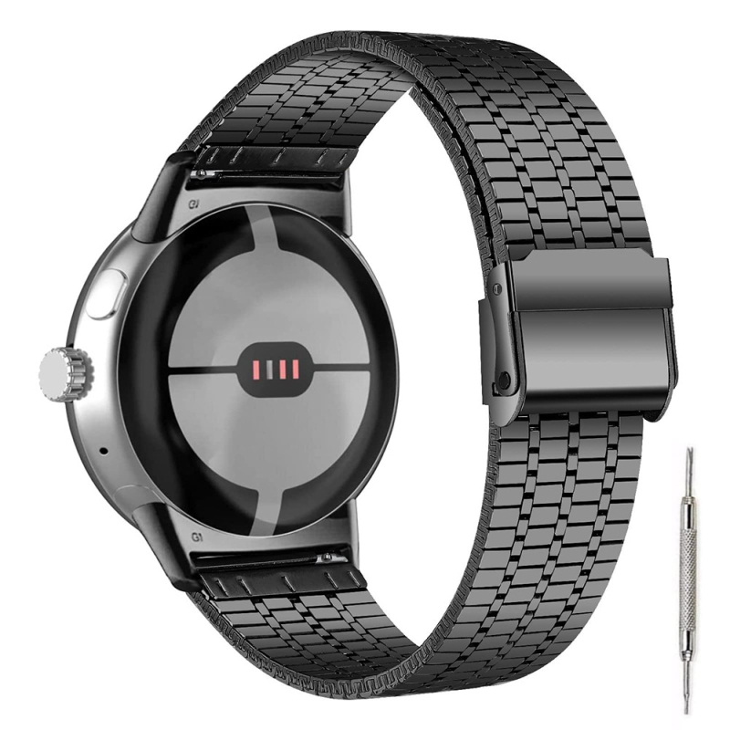 Pixel Watch 4 Bratara Milanese din metal, cu cataramă de siguranță cu șapte mărgele, oțel inoxidabil, greutate ~50 g