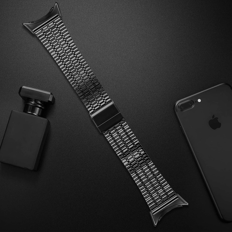 Pixel Watch 4 Bratara Milanese din metal, cu cataramă de siguranță cu șapte mărgele, oțel inoxidabil, greutate ~50 g