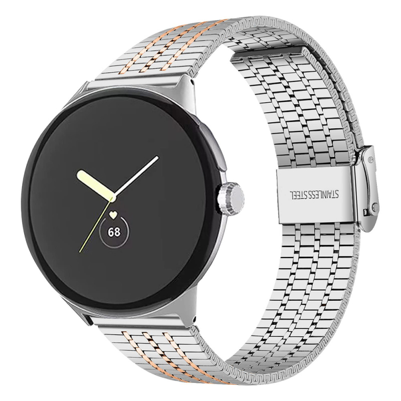 Pixel Watch 4 Bratara Milanese din metal, cu cataramă de siguranță cu șapte mărgele, oțel inoxidabil, greutate ~50 g