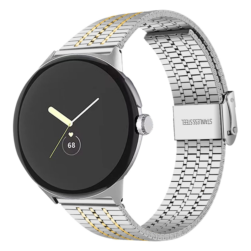Pixel Watch 4 Bratara Milanese din metal, cu cataramă de siguranță cu șapte mărgele, oțel inoxidabil, greutate ~50 g