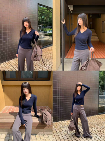 Pulover tricotat pentru femei, decolteu în V, mâneci lungi, croială Slim, stil coreean, 70-80% poliester