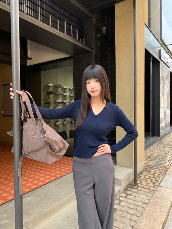 Pulover tricotat pentru femei, decolteu în V, mâneci lungi, croială Slim, stil coreean, 70-80% poliester