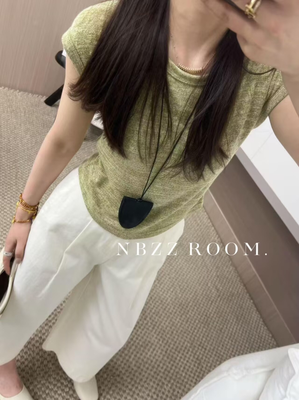 NBZZROOM majica, japansko-korejski ležerni stil, raglan rukavi, okrugli vrat, široki kroj