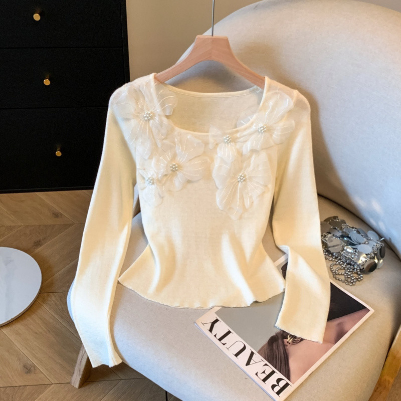 Pulover tricotat cu glugă din nailon, mâneci foarte lungi, model solid