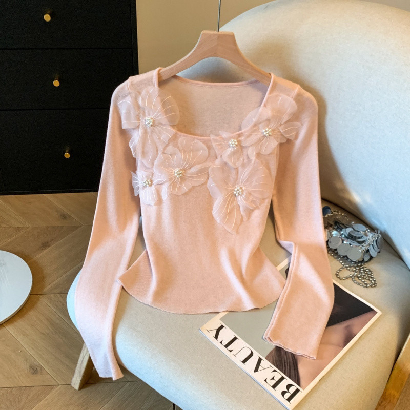 Pulover tricotat cu glugă din nailon, mâneci foarte lungi, model solid