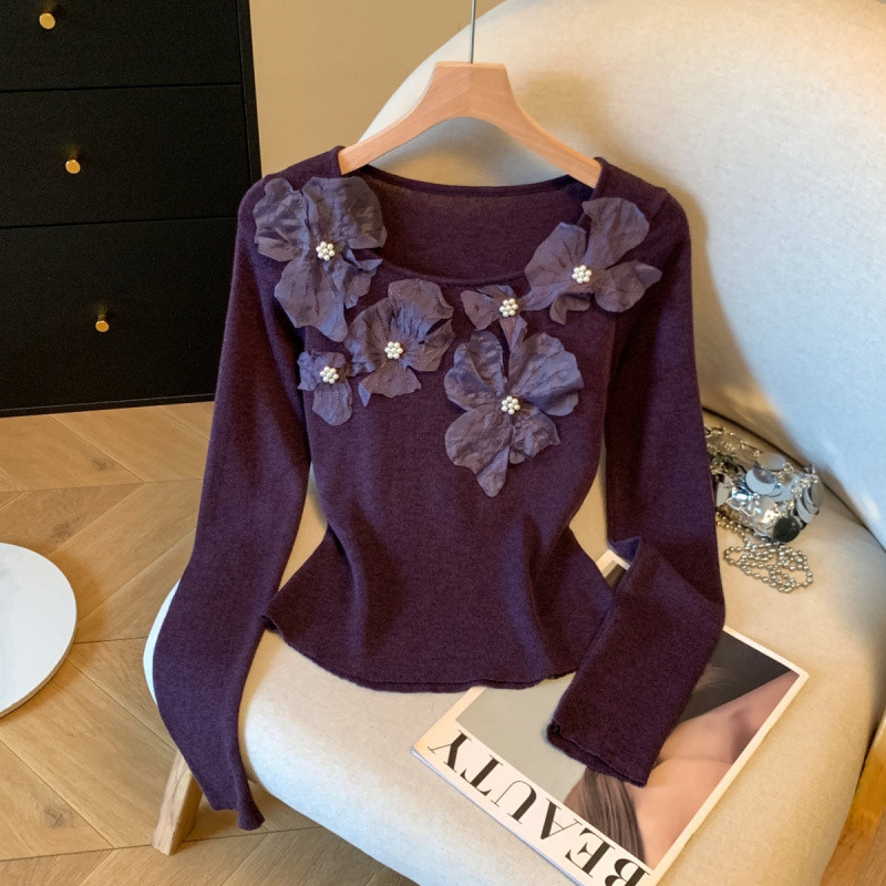 Pulover tricotat cu glugă din nailon, mâneci foarte lungi, model solid