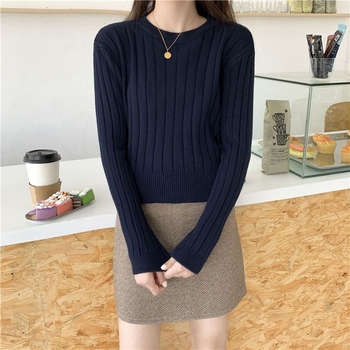 Pulover cu mâneci de prințesă, guler rotund, croială în A, material Ice Silk, închidere cu un singur nasture, Primăvara 2025